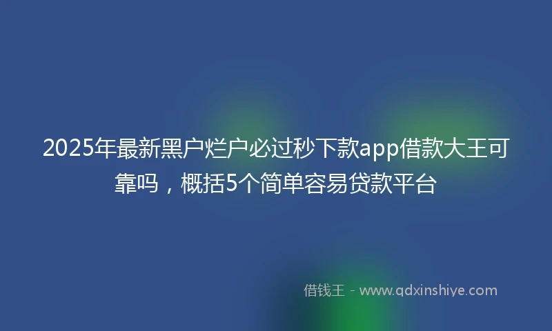 2025年最新黑户烂户必过秒下款app借款大王可靠吗,概括5个简单容易贷款平台