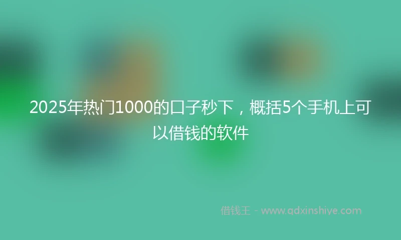 2025年热门1000的口子秒下，概括5个手机上可以借钱的软件