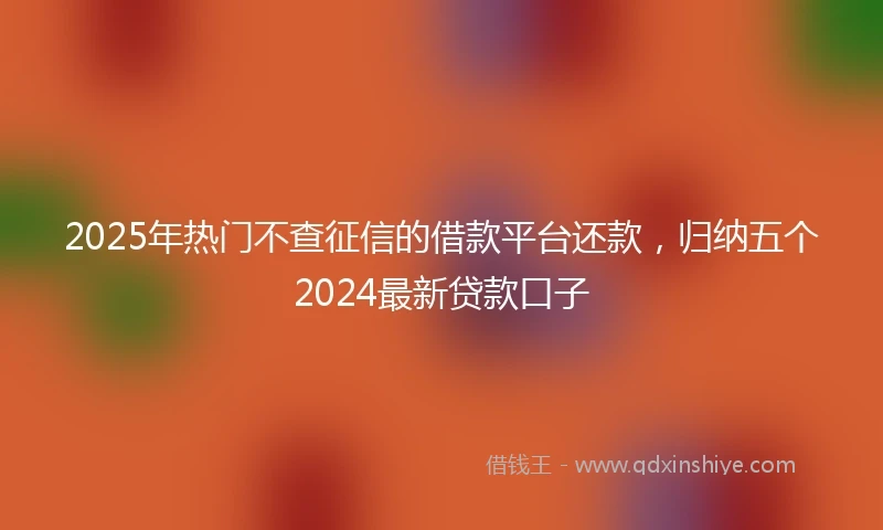2025年热门不查征信的借款平台还款，归纳五个2024最新贷款口子