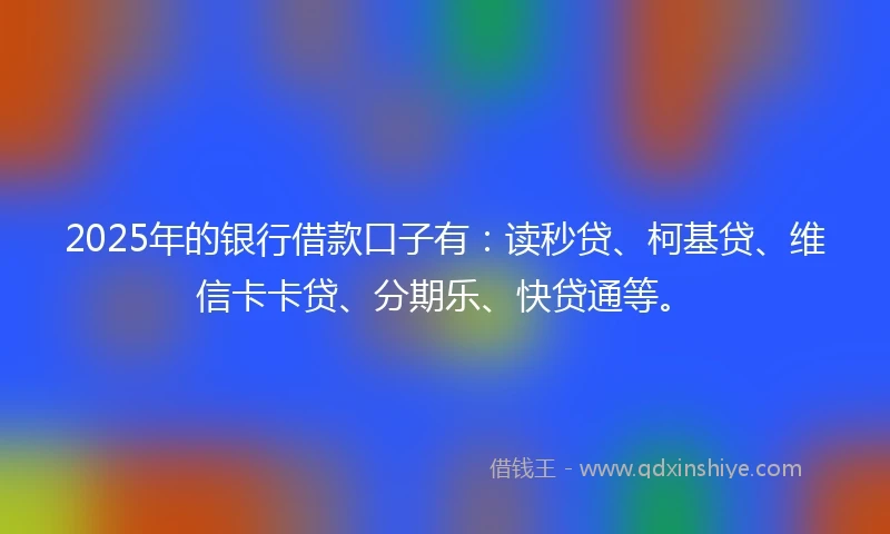 2025年的银行借款口子有：读秒贷、柯基贷、维信卡卡贷、分期乐、快贷通等。
