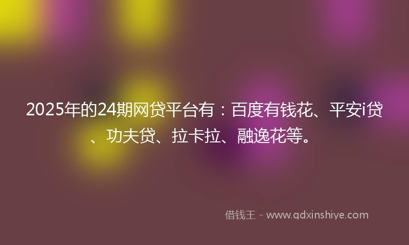 2025年的24期网贷平台有：百度有钱花、平安i贷、功夫贷、拉卡拉、融逸花等。