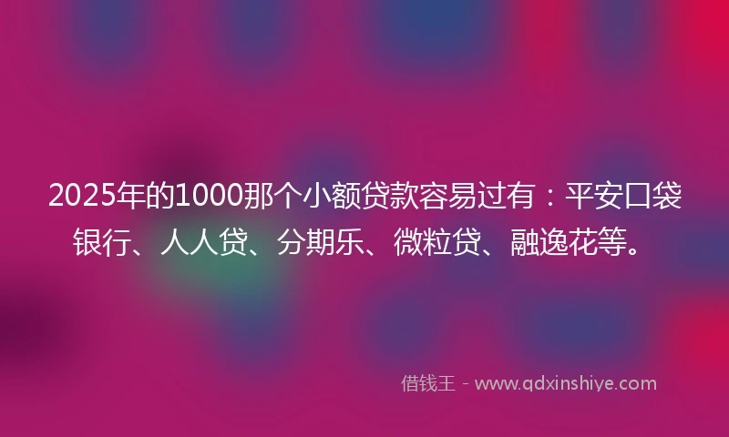 2025年的1000那个小额贷款容易过有：平安口袋银行、人人贷、分期乐、微粒贷、融逸花等。