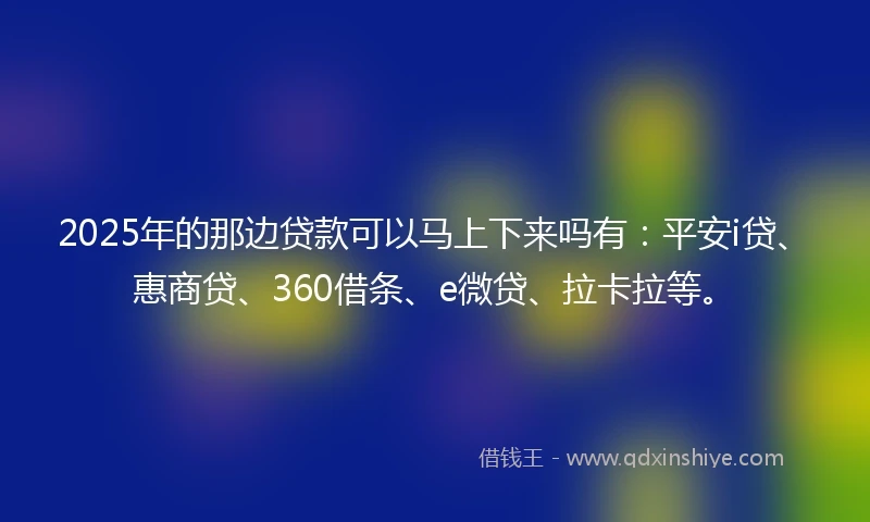 2025年的那边贷款可以马上下来吗有：平安i贷、惠商贷、360借条、e微贷、拉卡拉等。