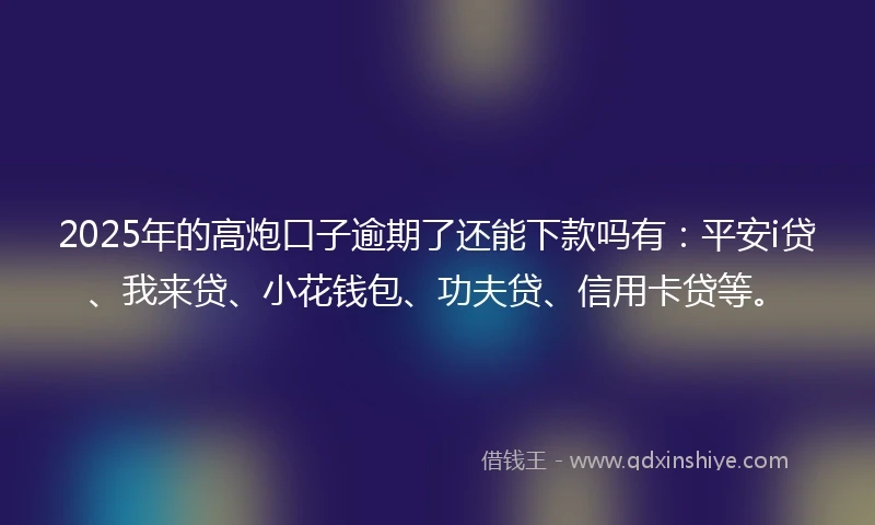 2025年的高炮口子逾期了还能下款吗有：平安i贷、我来贷、小花钱包、功夫贷、信用卡贷等。