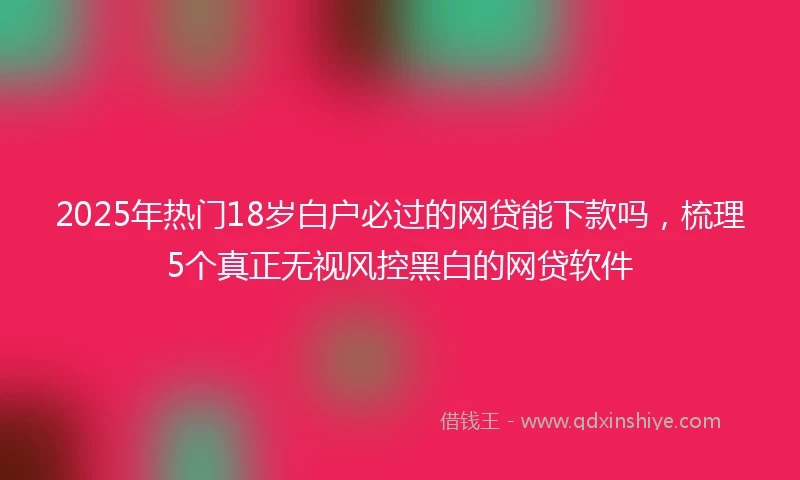 2025年热门18岁白户必过的网贷能下款吗，梳理5个真正无视风控黑白的网贷软件
