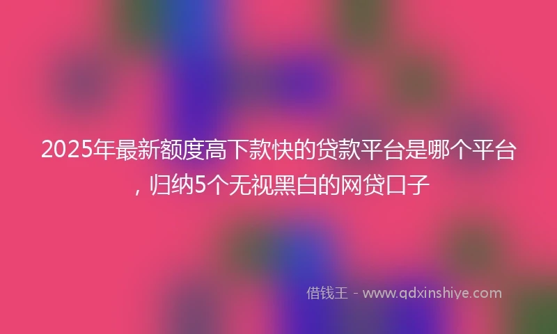 2025年最新额度高下款快的贷款平台是哪个平台，归纳5个无视黑白的网贷口子