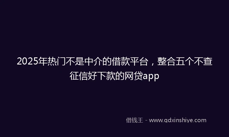 2025年热门不是中介的借款平台，整合五个不查征信好下款的网贷app