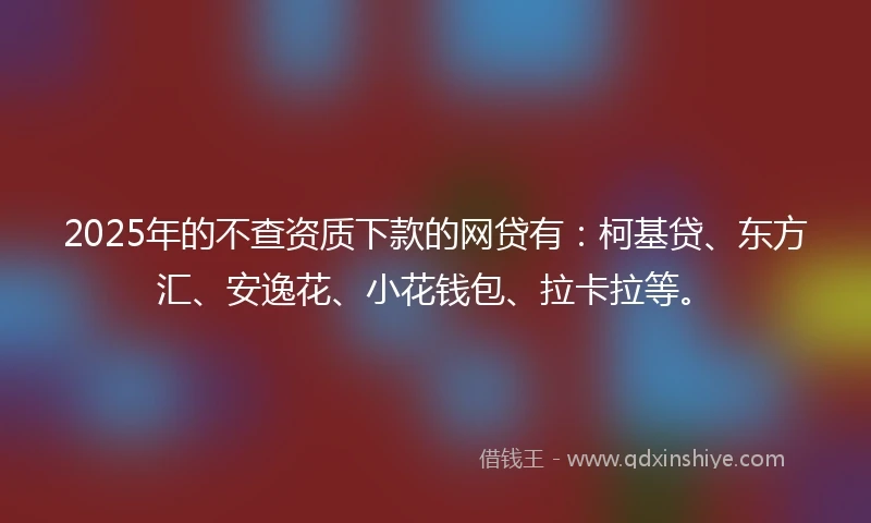 2025年的不查资质下款的网贷有：柯基贷、东方汇、安逸花、小花钱包、拉卡拉等。