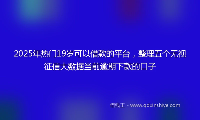 2025年热门19岁可以借款的平台，整理五个无视征信大数据当前逾期下款的口子