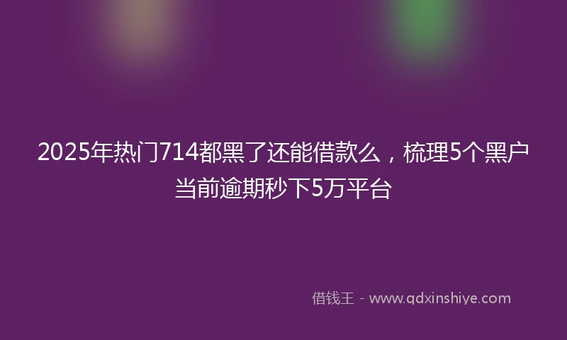 2025年热门714都黑了还能借款么，梳理5个黑户当前逾期秒下5万平台