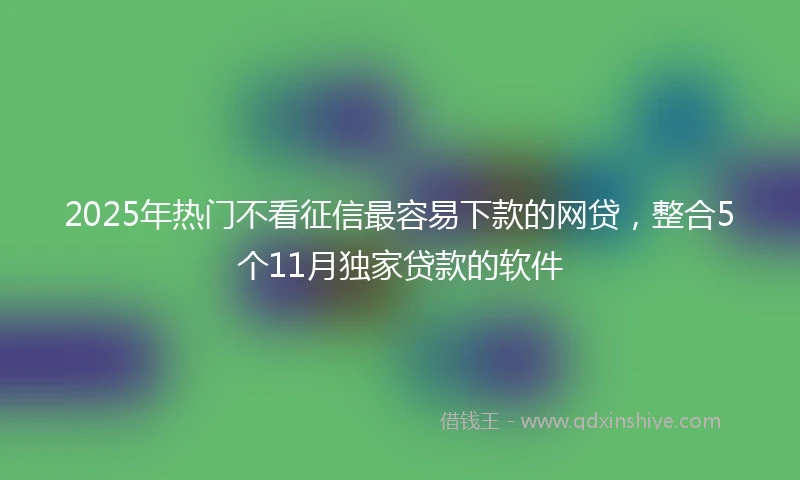2025年热门不看征信最容易下款的网贷，整合5个11月独家贷款的软件
