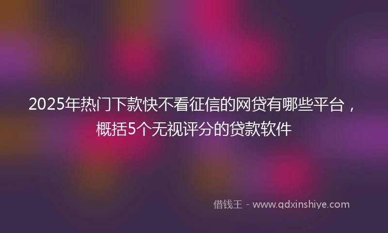 2025年热门下款快不看征信的网贷有哪些平台，概括5个无视评分的贷款软件