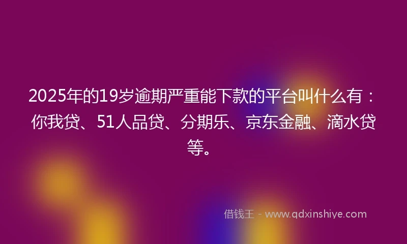 2025年的19岁逾期严重能下款的平台叫什么有：你我贷、51人品贷、分期乐、京东金融、滴水贷等。