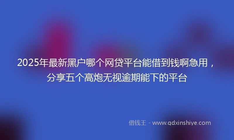 2025年最新黑户哪个网贷平台能借到钱啊急用，分享五个高炮无视逾期能下的平台