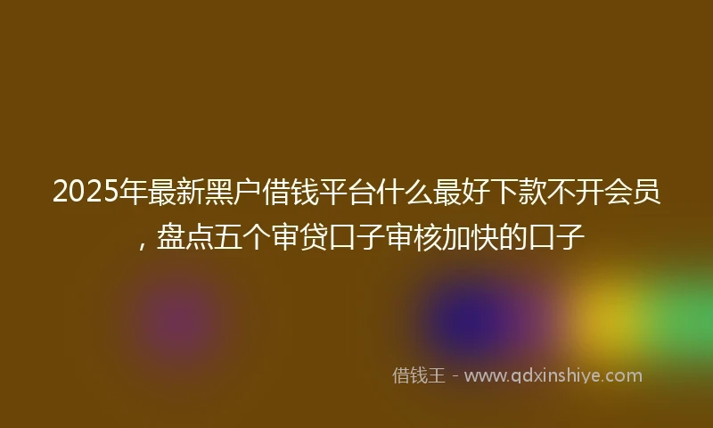 2025年最新黑户借钱平台什么最好下款不开会员，盘点五个审贷口子审核加快的口子