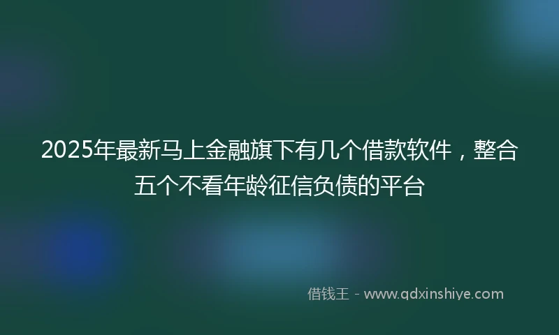 2025年最新马上金融旗下有几个借款软件，整合五个不看年龄征信负债的平台