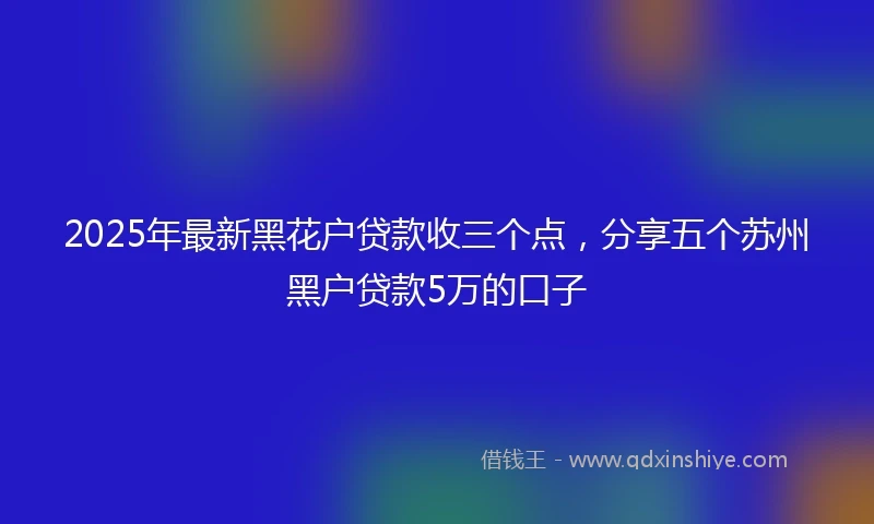 2025年最新黑花户贷款收三个点，分享五个苏州黑户贷款5万的口子