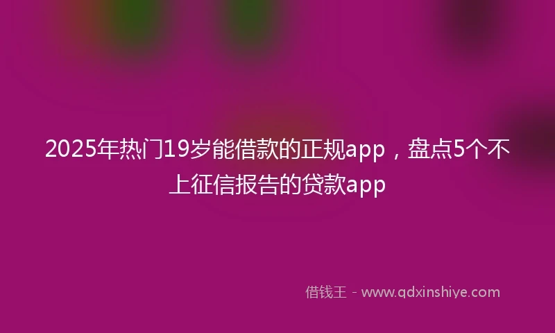 2025年热门19岁能借款的正规app，盘点5个不上征信报告的贷款app