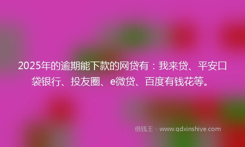 2025年的逾期能下款的网贷有:我来贷、平安口袋银行、投友圈、e微贷、百度有钱花等。