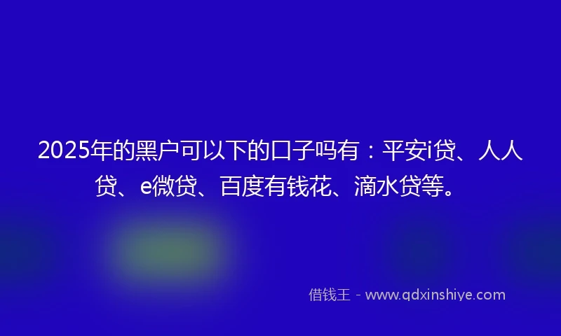 2025年的黑户可以下的口子吗有:平安i贷、人人贷、e微贷、百度有钱花、滴水贷等。