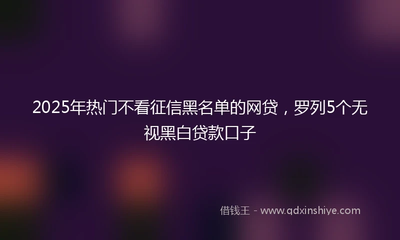 2025年热门不看征信黑名单的网贷，罗列5个无视黑白贷款口子