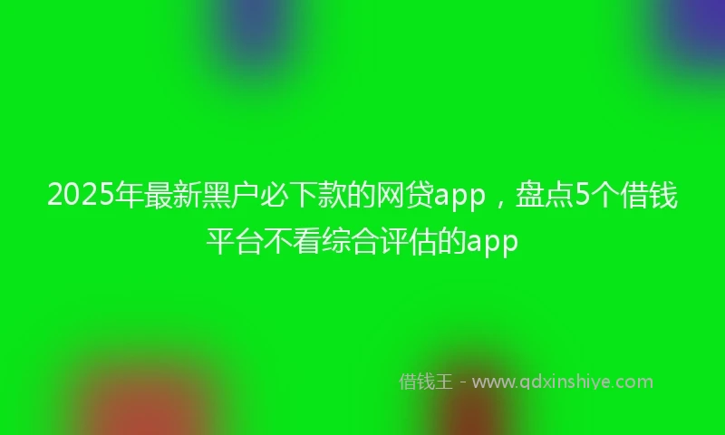 2025年最新黑户必下款的网贷app，盘点5个借钱平台不看综合评估的app