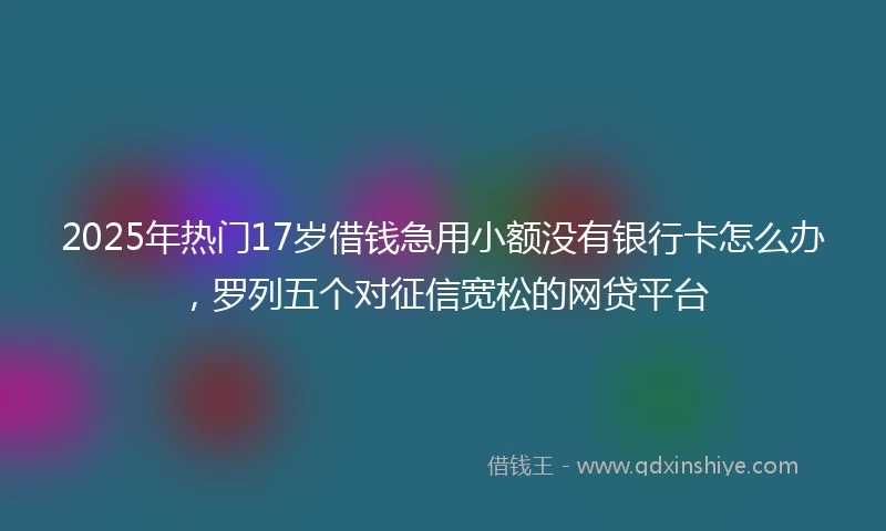 2025年热门17岁借钱急用小额没有银行卡怎么办，罗列五个对征信宽松的网贷平台