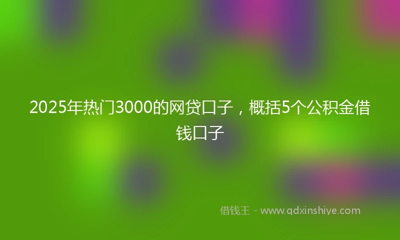 2025年热门3000的网贷口子，概括5个公积金借钱口子