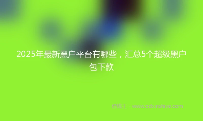 2025年最新黑户平台有哪些，汇总5个超级黑户包下款