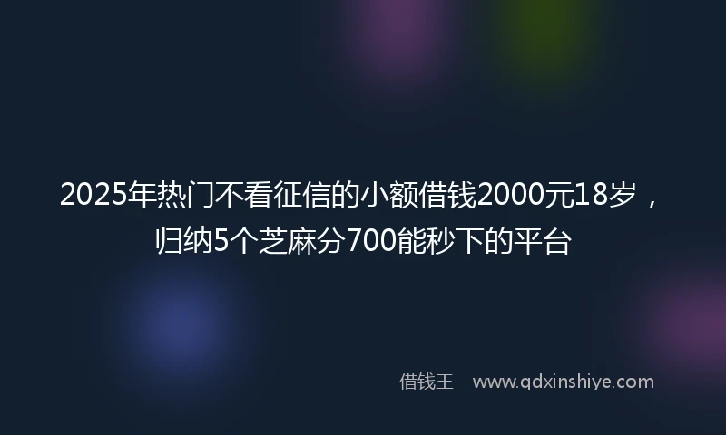 2025年热门不看征信的小额借钱2000元18岁,归纳5个芝麻分700能秒下的平台
