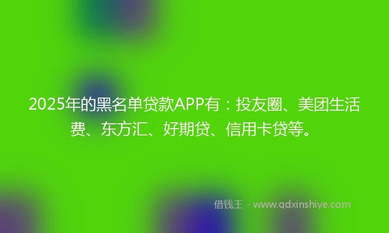 2025年的黑名单贷款APP有:投友圈、美团生活费、东方汇、好期贷、信用卡贷等。