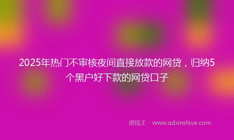 2025年热门不审核夜间直接放款的网贷，归纳5个黑户好下款的网贷口子
