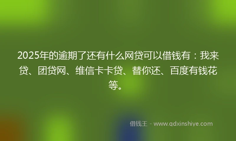 2025年的逾期了还有什么网贷可以借钱有：我来贷、团贷网、维信卡卡贷、替你还、百度有钱花等。
