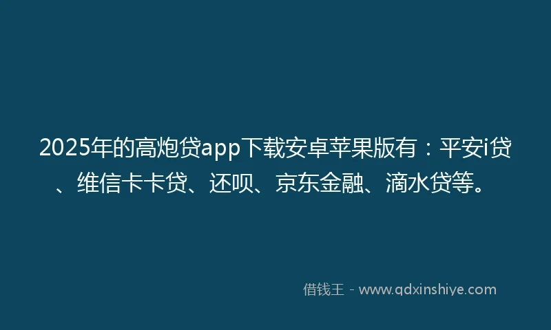 2025年的高炮贷app下载安卓苹果版有：平安i贷、维信卡卡贷、还呗、京东金融、滴水贷等。