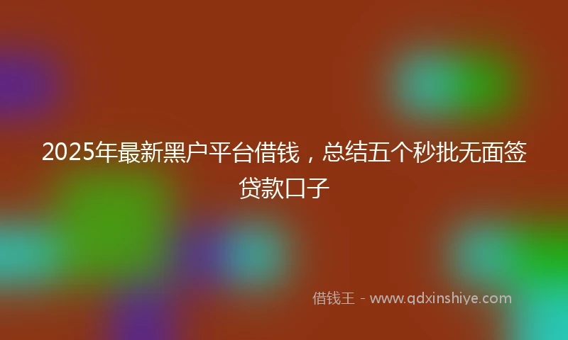 2025年最新黑户平台借钱，总结五个秒批无面签贷款口子