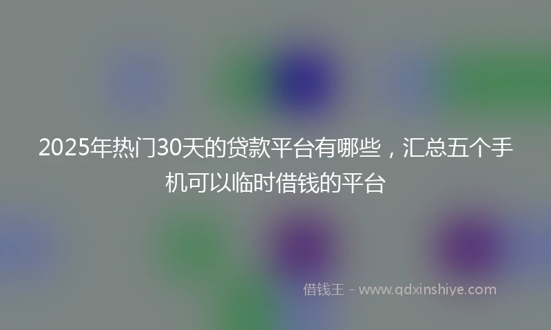 2025年热门30天的贷款平台有哪些，汇总五个手机可以临时借钱的平台