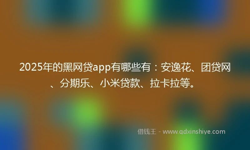 2025年的黑网贷app有哪些有：安逸花、团贷网、分期乐、小米贷款、拉卡拉等。