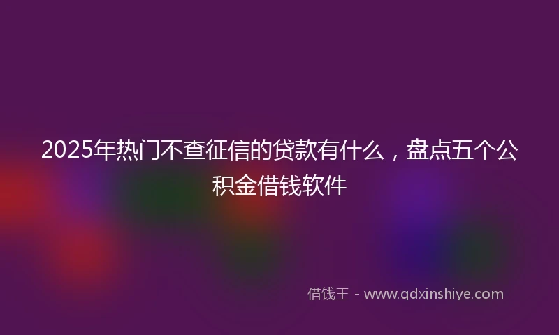 2025年热门不查征信的贷款有什么,盘点五个公积金借钱软件