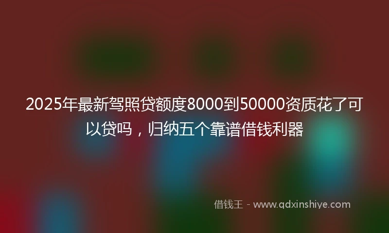 2025年最新驾照贷额度8000到50000资质花了可以贷吗，归纳五个靠谱借钱利器