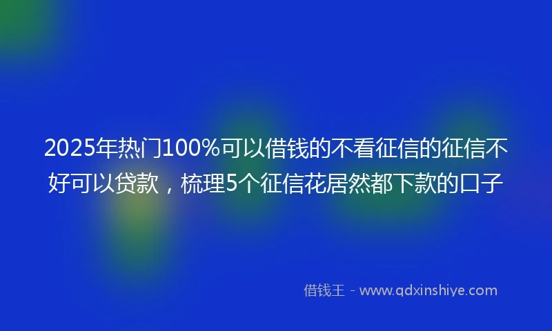 2025年热门100%可以借钱的不看征信的征信不好可以贷款，梳理5个征信花居然都下款的口子