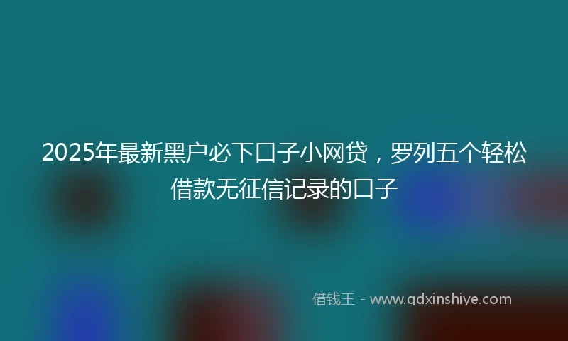 2025年最新黑户必下口子小网贷，罗列五个轻松借款无征信记录的口子