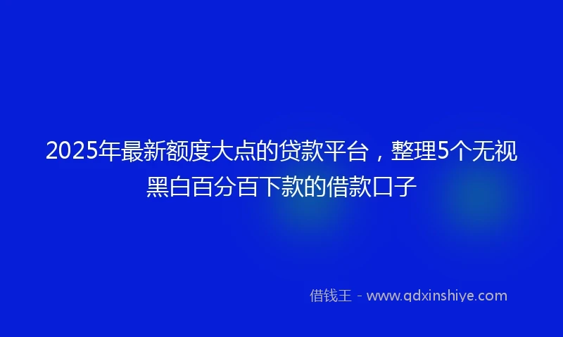 2025年最新额度大点的贷款平台，整理5个无视黑白百分百下款的借款口子
