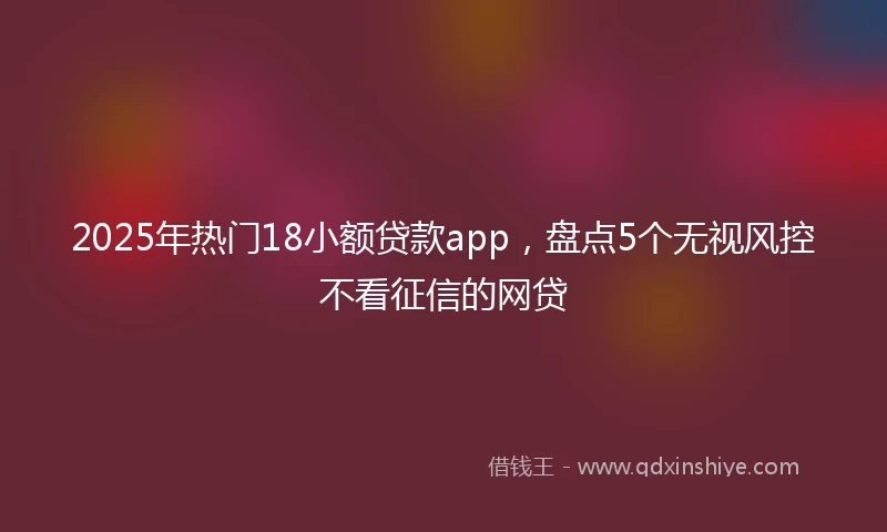 2025年热门18小额贷款app，盘点5个无视风控不看征信的网贷