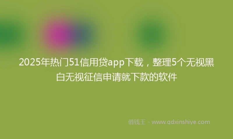 2025年热门51信用贷app下载,整理5个无视黑白无视征信申请就下款的软件