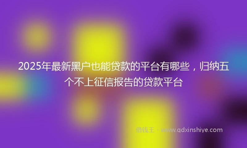 2025年最新黑户也能贷款的平台有哪些,归纳五个不上征信报告的贷款平台