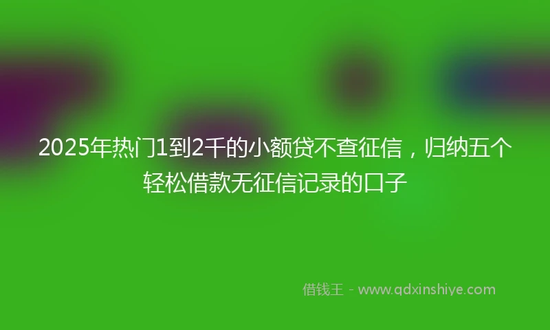 2025年热门1到2千的小额贷不查征信，归纳五个轻松借款无征信记录的口子