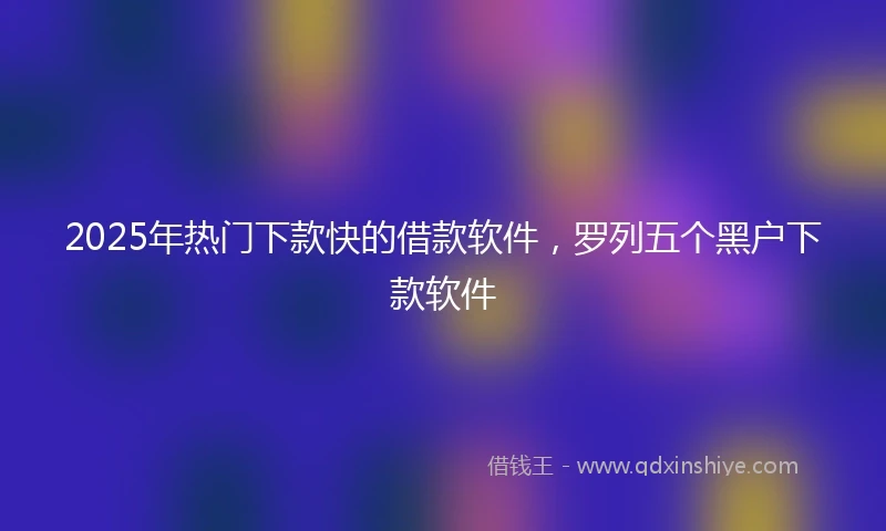 2025年热门下款快的借款软件,罗列五个黑户下款软件