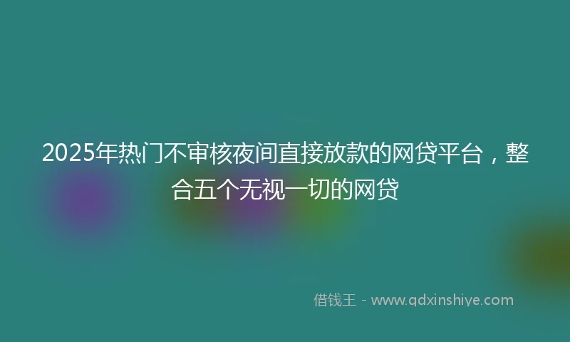 2025年热门不审核夜间直接放款的网贷平台，整合五个无视一切的网贷