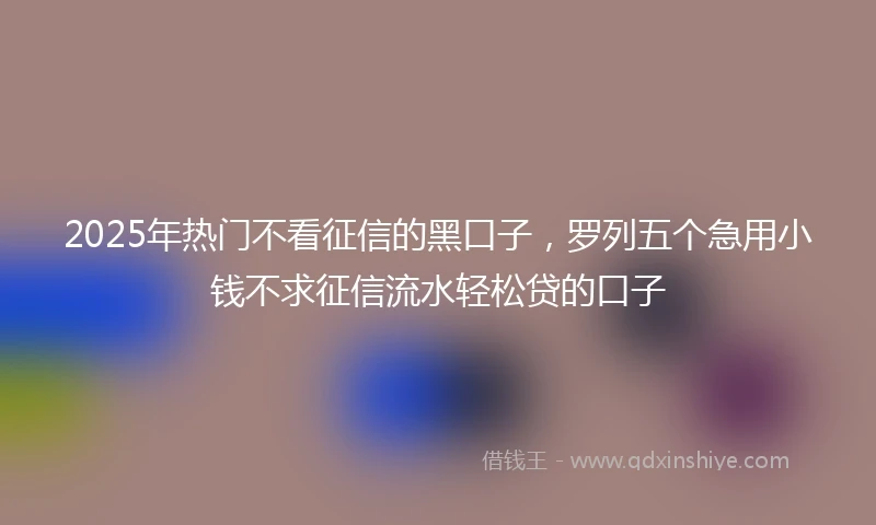 2025年热门不看征信的黑口子，罗列五个急用小钱不求征信流水轻松贷的口子