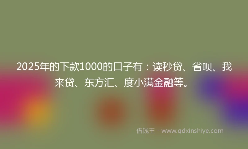 2025年的下款1000的口子有：读秒贷、省呗、我来贷、东方汇、度小满金融等。